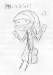  2010 chibi fullres grayscale heart mail pencil peregrine_mendicant pm seiyaku solo text 