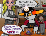  1s_th1s_you 2026 animals blush communing crossover food fullres image_manipulation jaggy_lines my_little_pony palerom parody pbj phone scoundrellyfeline shipping sitting starter_outfit tavros_nitram text word_balloon 