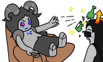  2026 aradia_megido aradiabot beverage blush dailyaradia equius_zahhak fullres jaggy_lines meme sitting stars strife 