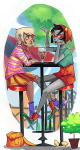  animals beverage blurred_vision casual disteal fashion hat roxy_lalonde terezi_pyrope trees 