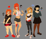  2022 aranea_serket artificial_limb casual crossover dancestors dragon_cane eyepatch fashion flag fullres how_to_train_your_dragon humanized latula_pyrope no_glasses pyropes serkets sour_lemmon sprite_mode terezi_pyrope text vriska_serket 