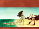  2011 barefoot body_modification crossdressing fashion feferi_peixes holding_hands jewelry mimicre no_glasses ocean piratestuck redrom rose_lalonde shipping squiddle_sisters 