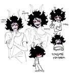 2025 fullres gamzee_makara grayscale highlight_color language:korean lineart monochrome sketch sober_gamzee solo sopor_pie starter_outfit text tiniming66 translation_request