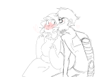  2013 artificial_limb blush fullres grayscale heart highlight_color humanized jack_noir lineart monochrome ms_paint no_hat paint_it_black profile redrom roboslick scars shipping sketch spades_slick toonysart 