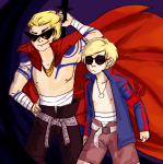  2011 bro cosplay crossover dave_strider fashion fullres leverets no_shirt sword tengen_toppa_gurren_lagann 