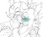  2018 blush fullres galekh_xigisi grayscale headshot highlight_color hiveswap hninke holding_hands kiss language:korean lineart monochrome redrom shipping sweat tagora_gorjek weasel_words 