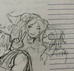 2025 aradia_megido blush candy_timeline dave_strider davebot fullres godtier grayscale head_out_of_frame homestuck:_beyond_canon karkat_vantas knight maid monochrome pencil punished_outfit ruldem scars sketch sweat text time_aspect