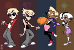  2022 aspect_symbol body_modification dave_strider dirk_strider gh0stcr33p heart_aspect light_aspect pumpkin red_baseball_tee rose_lalonde roxy&#039;s_striped_scarf roxy_lalonde scarf starter_outfit strilondes strong_tanktop time_aspect void_aspect 