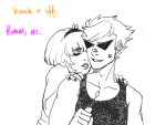  2017 dark_hearts dirk_strider fullres gaminegay grayscale head_on_shoulder incest lipstick_stains near_kiss redrom rose_lalonde shipping strong_tanktop text 