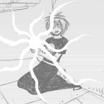  2026 black_squiddle_dress cueball fullres grayscale kneeling monochrome rose_lalonde solo valentinemesis 