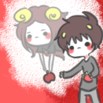  aradia_megido better_dead_than_red blush chiicharron food ghosts karkat_vantas shipping 