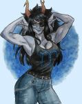 2025 eyepatch fullres illegal_vriska musclestuck solo starter_outfit viciousbutprecious vriska_serket watercolor 