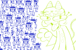 2025 cal_alidocious cat_hat equius_zahhak facial_hair fullres highlight_color jaggy_lines lineart monochrome multiple_personas native_source nepeta_leijon starter_outfit