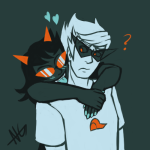  ? blush coley-wog dirk_strider ghost_in_the_smell heart limited_palette redrom reverse_hug shipping terezi_pyrope 