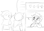 2016 back_angle clubs diamond dirk_strider exposition_booth fullres godtier grayscale heart heart_aspect hope_aspect jake_english karkat_vantas page paperseverywhere prince sketch spade starter_outfit sweat word_balloon