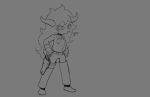  2018 animated broken_source fashion fullres grayscale gun hiveswap hushigi-ontua lineart monochrome skylla_koriga solo wip 