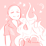 2018 casual crowbar felt fire fullres karmagicians lineart monochrome moon night no_hat no_shirt solo stars summer transparent