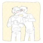  4le4fclover blush communism john_egbert karkat_vantas kiss lineart redrom shipping 