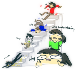  2013 blood chameleocoonj fullres half_ghost hella_jeff john_egbert no_glasses sollux_captor stairs starter_outfit sweet_bro sweet_bro_and_hella_jeff text 