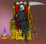  beverage blackdambi6 death halloweenstuck problem_sleuth_(adventure) pumpkin scythe sitting solo 