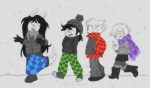  2025 arms_crossed beta_kids dave_strider dogtail dogtier fashion freckles fullres hat jade_harley john_egbert onlysushicat phone rose_lalonde winter 