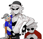  2024 arm_around_shoulder blackoutbruh bro dave_strider fullres katana lil_cal red_baseball_tee rule63 sis undergarments 