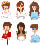 2013 aradia_megido au body_modification camp_skaia captors casual dancestors fullres headshot humanized latula_pyrope meenah_peixes mituna_captor no_glasses porrim_maryam sollux_captor text thesunmaid