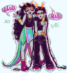  2023 arm_around_shoulder body_modification chomplicated dancestors emoticon feferi_peixes fullres meenah_peixes peixeses starter_outfit sweat text word_balloon 