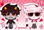 ! 2026 blackrom chibi dave_strider diamond freckles fullres heart karkat_vantas music_note palerom red_baseball_tee red_knight_district redrom reiiriko shipping spade stars starter_outfit
