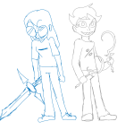  2020 caledfwlch fanfic_art fullres jack_(karkat_goes_to_a_convention) karkat_goes_to_a_convention lineart monochrome regisickle spunkspace stacey_(karkat_goes_to_a_convention) starter_outfit 