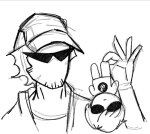  2024 bro casual dave_strider facial_hair fullres grayscale monochrome size_difference sketch starter_outfit tacitaccompanis upside_down 