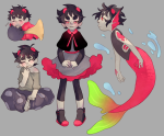  2017 art_dump broken_source crossdressing dopingues fashion fullres grubs grubscars karkat_vantas merfolk rubber_horn sitting solo text 