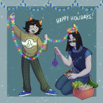  2024 casual equius_zahhak fashion freckles fullres holidaystuck kneeling nepeta_leijon no_coat no_hat s-opal sgrub_logo text 