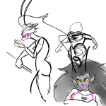 2017 ancestors art_dump fullres grayscale her_imperious_condescension highlight_color jaggy_lines lineart monochrome profile sketch solo steelcorridor