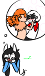  blush dave_strider davesprite dogtail dogtier doodleanon jade_harley red_baseball_tee red_robin selfcest shipping sprite thought_balloon 