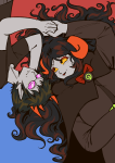  2025 2spooky aradia_megido blush cherub_robe fashion fullres holding_hands homestuck:_beyond_canon lying orangeadia6ds rose_tinted_glasses sollux_captor upside_down 