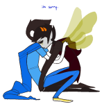  2011 bana blind_sollux blush breath_aspect cloud_computing doom_aspect fullres godtier heir hug jaggy_lines john_egbert kneeling mage no_glasses profile shipping sitting sollux_captor speculative_design text 