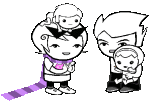  animated babies carrying dave_strider dirk_strider image_manipulation neorails nepoleonleijon no_glasses redrom rose_lalonde roxy&#039;s_striped_scarf roxy_lalonde shipping sprite_mode starter_outfit strilondes 