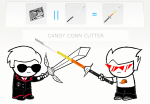 2020 alchemy candy candy_corn dave_strider dirk_strider fashion food fullres jaggy_lines katana problem_sleuth_(adventure) radicaldude42 sprite_mode starter_outfit strife tectrixcalibur text unbreakable_katana