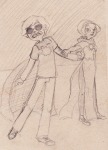  cabooose dave_strider godtier grayscale knight pencil rose_lalonde seer siblings:daverose sketch 