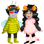  2015 2spooky animated aradia_megido bee_outfit fullres holding_hands pixel redrom shipping sollux_captor transparent veri 