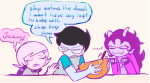  2024 casual_heiress_ensemble chomplicated crying fefetasprite food fullres jane_crocker junior_battermaster's_bowlbuster_stirring_solution_50000 roxy's_striped_scarf roxy_lalonde sprite starter_outfit text word_balloon 