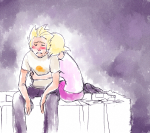  alcohol blush crying dirk_strider head_on_shoulder hug neorails no_glasses palerom roxy_lalonde shipping starter_outfit t1mco 