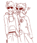  aspect_hoodie clothingswap coolkids dave_strider heart holding_hands licking lineart monochrome red_baseball_tee redrom shipping spoont terezi_pyrope time_aspect 