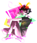  2018 cirava_hermod eyepatch freckles fullres glitch hilaletto hiveswap scars sitting smoking solo starter_outfit 