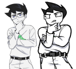  2026 chubstuck doctoraiama friendsprite fullres grayscale highlight_color john_egbert lineart monochrome solo starter_outfit 