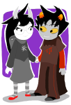 4ppl3b3rry blood_aspect dogtier godtier holding_hands jade_harley karkat_vantas kats_and_dogs knight redrom shipping space_aspect witch 