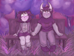  2018 bubblybluejellyfish fullres hiveswap holding_hands joey_claire shipping sitting star_crossed_romance starter_outfit trees xefros_tritoh 