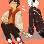  amarantto blush dave_strider head_out_of_frame heart humanized karkat_vantas red_knight_district redrom shipping 