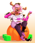 2025 animals beverage cats cocktail_glass food freckles fullres heart holidaystuck iceflower99 jaggy_lines meowcats perfectly_generic_object pumpkin roxy_lalonde sitting solo starter_outfit text wonk 